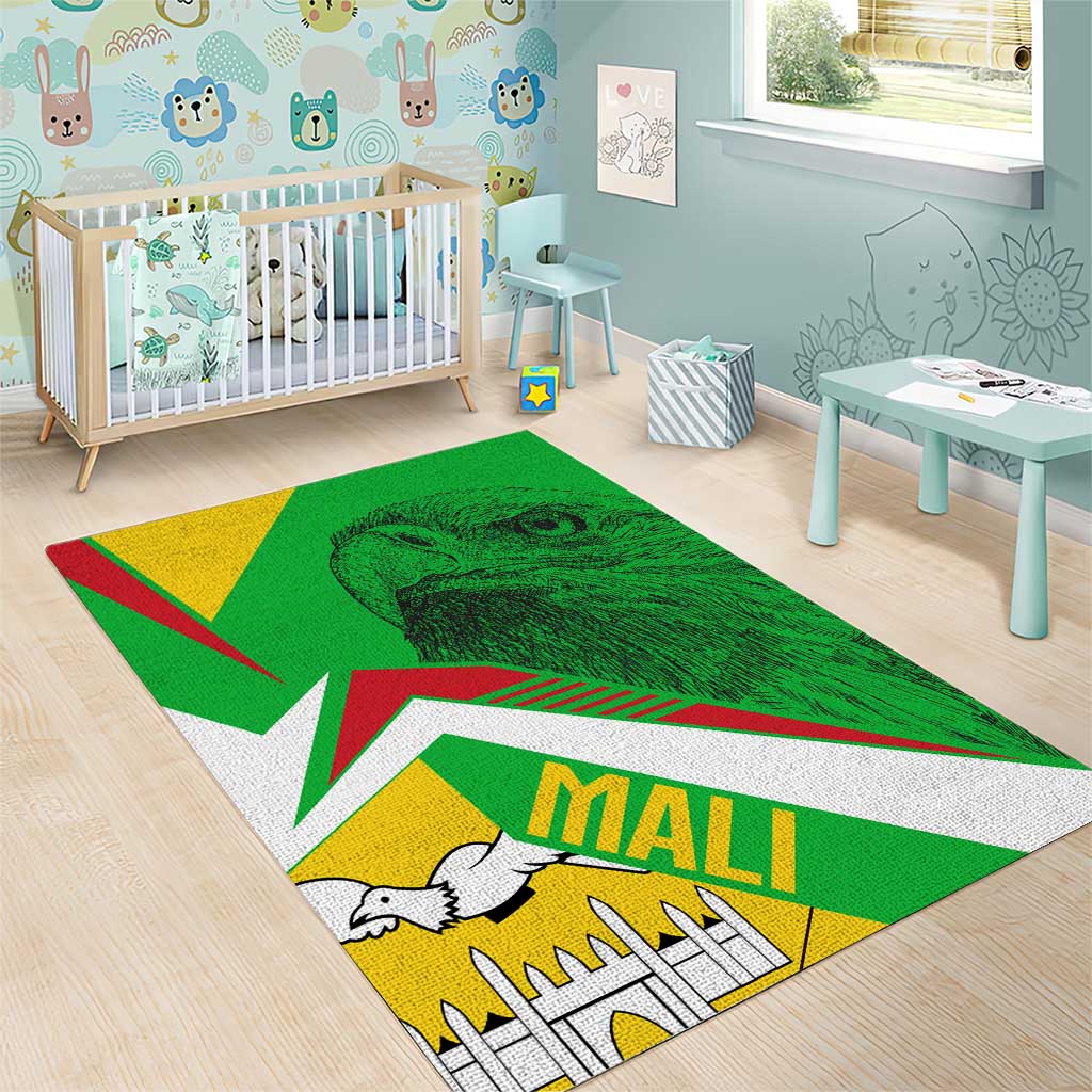 Mali Vulture Eagles Area Rug African Pattern Flag Color