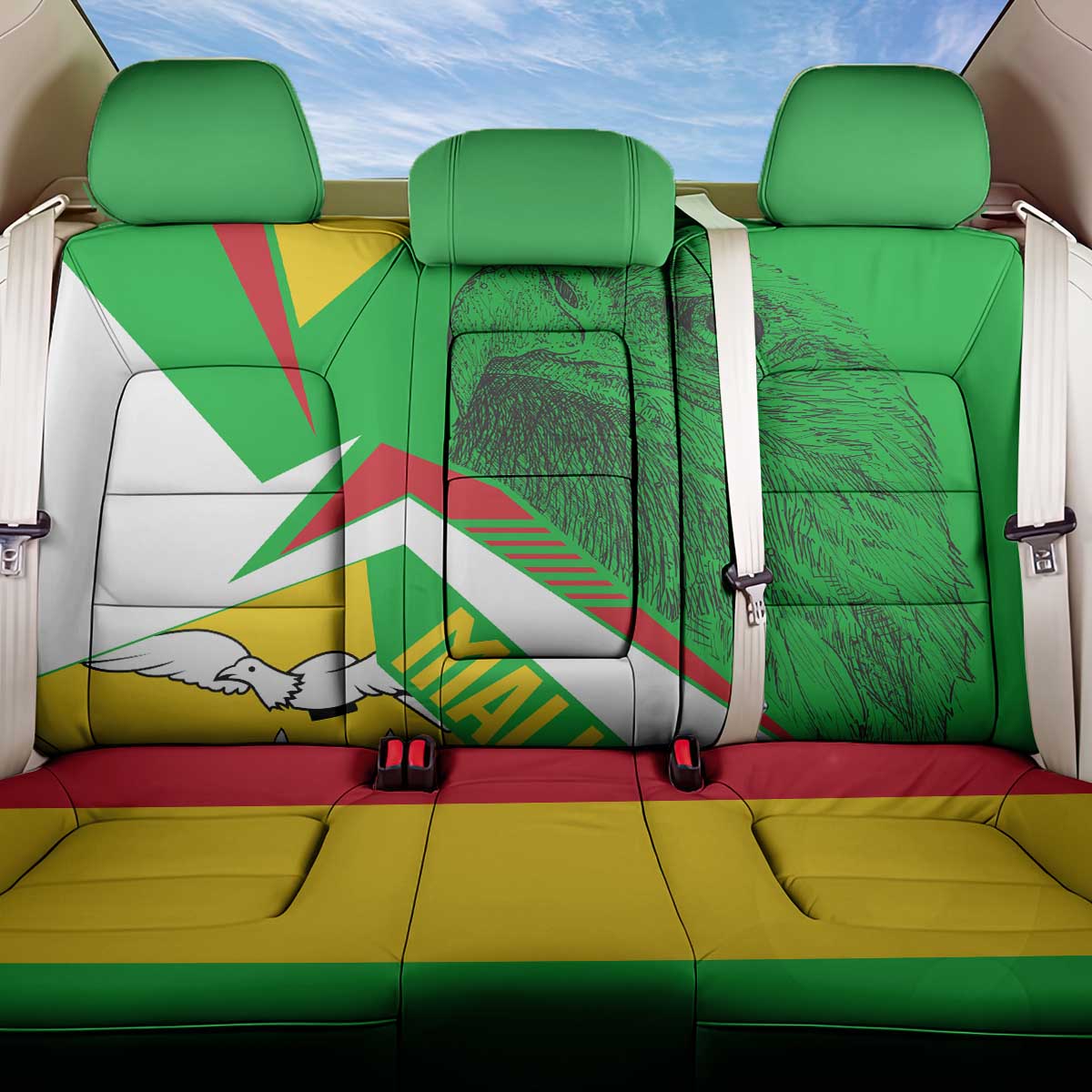 Mali Vulture Eagles Back Car Seat Cover African Pattern Flag Color