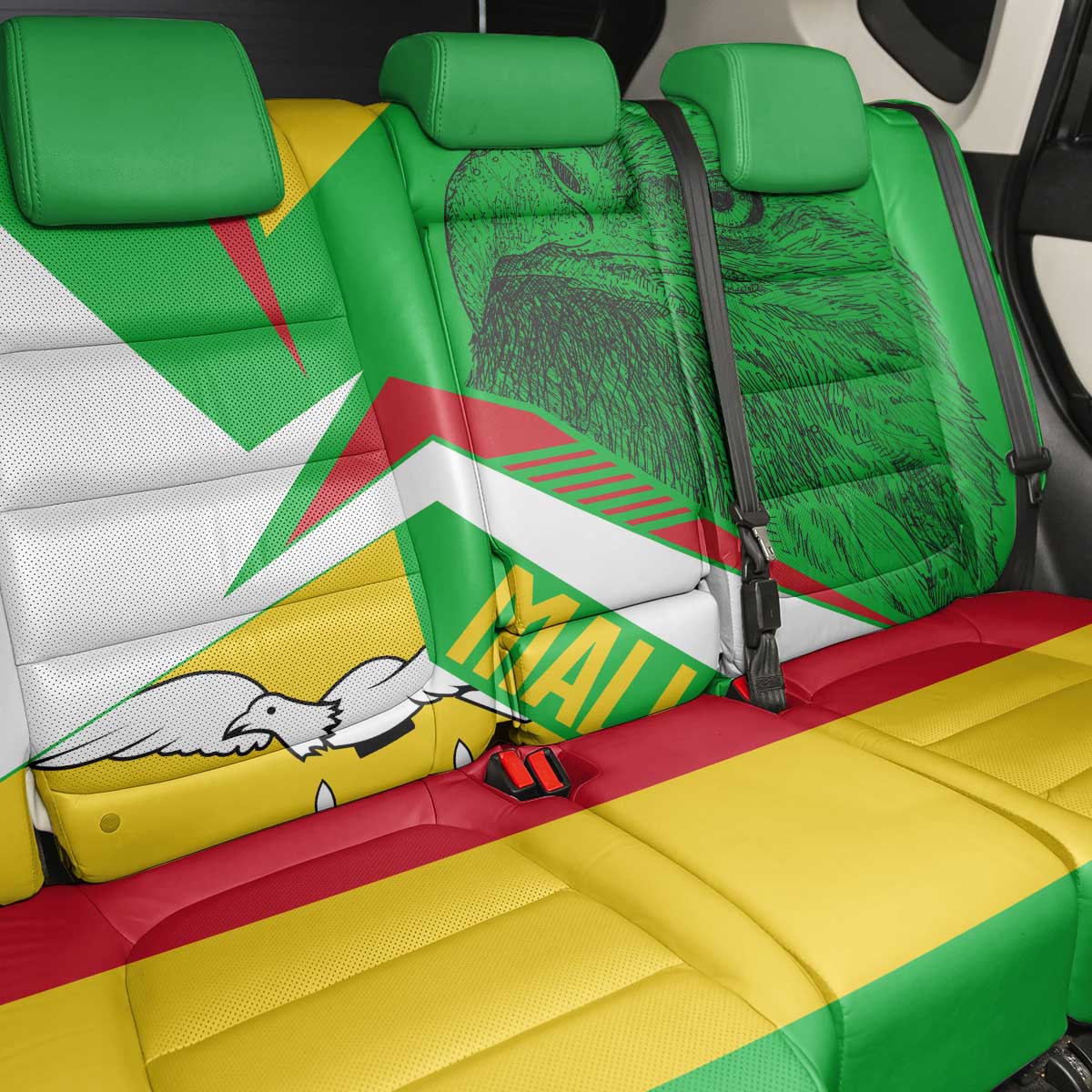 Mali Vulture Eagles Back Car Seat Cover African Pattern Flag Color