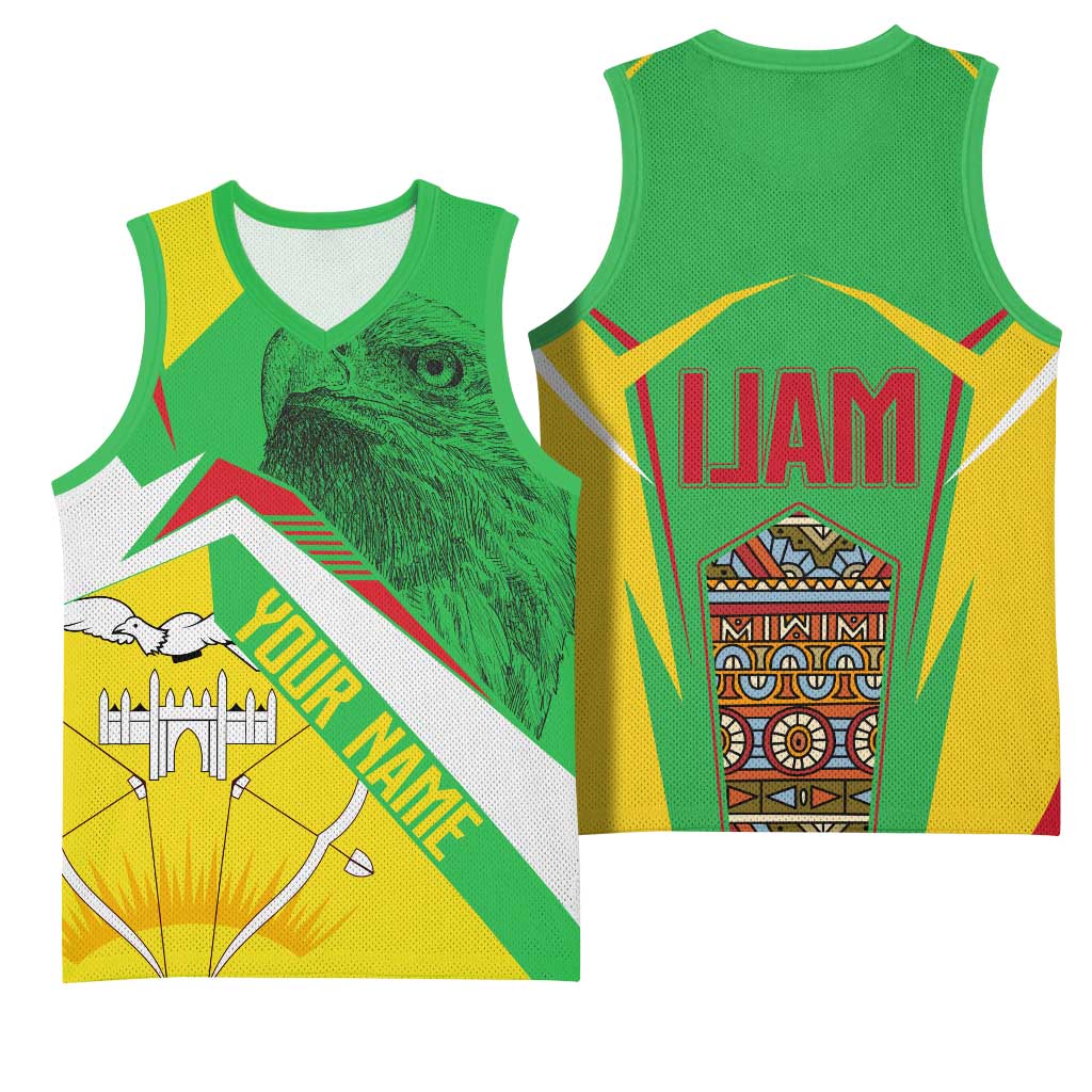 Mali Vulture Eagles Basketball Jersey African Pattern Flag Color - African Pride