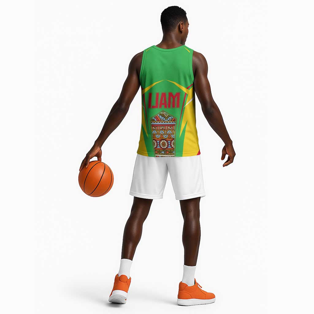 Mali Vulture Eagles Basketball Jersey African Pattern Flag Color - African Pride