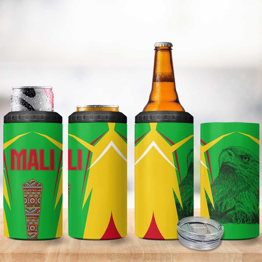 Mali Vulture Eagles 4 in 1 Can Cooler Tumbler African Pattern Flag Color