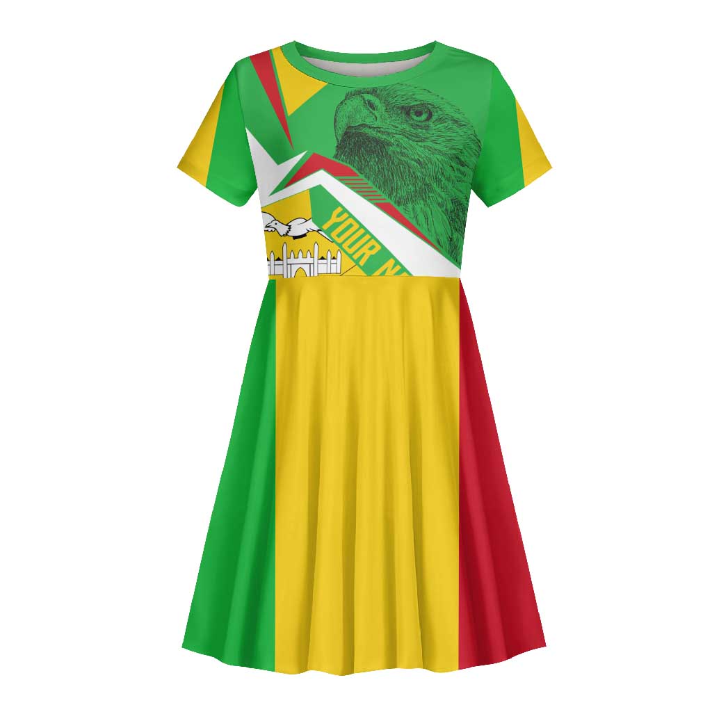 Mali Vulture Eagles Kid Short Sleeve Dress African Pattern Flag Color