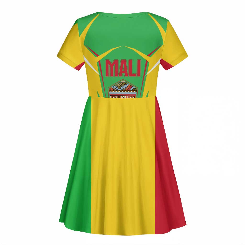 Mali Vulture Eagles Kid Short Sleeve Dress African Pattern Flag Color