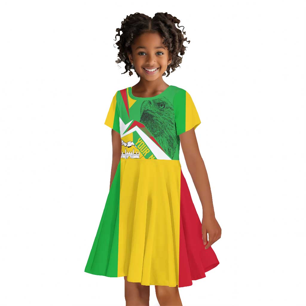 Mali Vulture Eagles Kid Short Sleeve Dress African Pattern Flag Color
