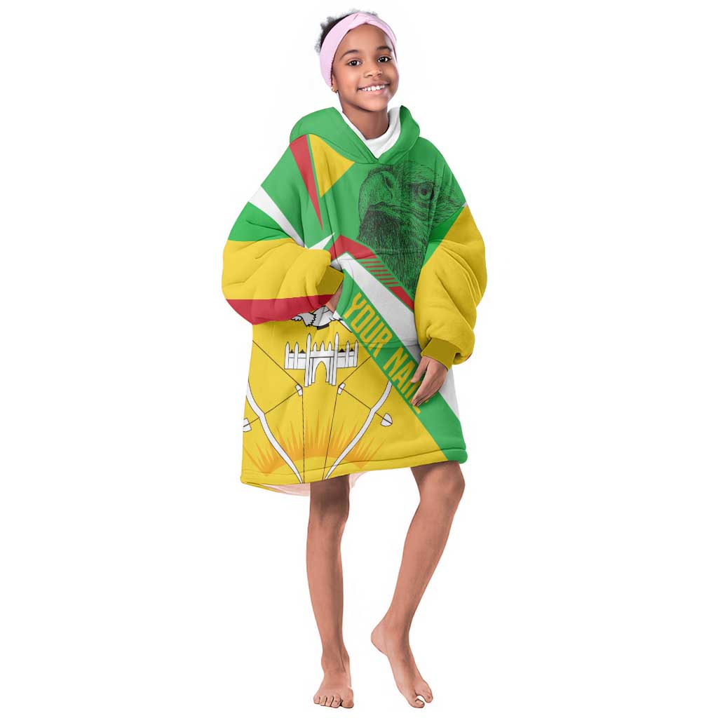 Mali Vulture Eagles Kid Wearable Blanket Hoodie African Pattern Flag Color