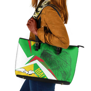 Mali Vulture Eagles Leather Tote Bag African Pattern Flag Color