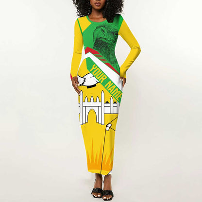 Mali Vulture Eagles Long Sleeve Bodycon Dress African Pattern Flag Color TS04
