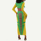 Mali Vulture Eagles Long Sleeve Bodycon Dress African Pattern Flag Color TS04