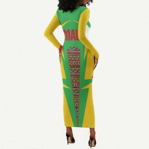 Mali Vulture Eagles Long Sleeve Bodycon Dress African Pattern Flag Color TS04