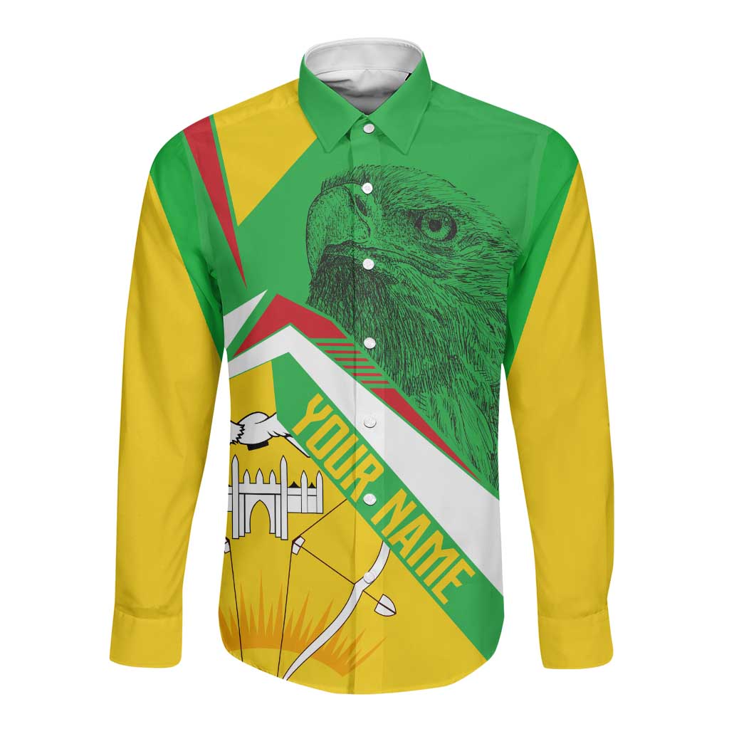 Mali Vulture Eagles Long Sleeve Button Shirt African Pattern Flag Color