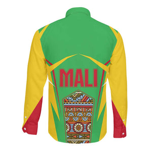 Mali Vulture Eagles Long Sleeve Button Shirt African Pattern Flag Color