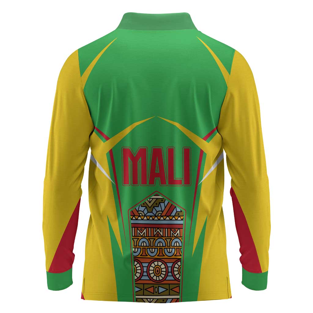 Mali Vulture Eagles Long Sleeve Polo Shirt African Pattern Flag Color