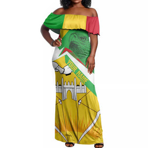 Mali Vulture Eagles Off Shoulder Maxi Dress African Pattern Flag Color