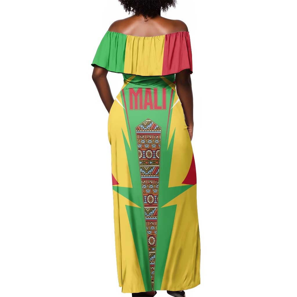 Mali Vulture Eagles Off Shoulder Maxi Dress African Pattern Flag Color