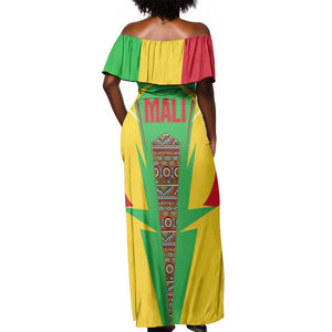 Mali Vulture Eagles Off Shoulder Maxi Dress African Pattern Flag Color