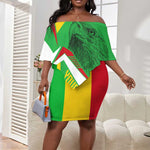 Mali Vulture Eagles Off Shoulder Short Dress African Pattern Flag Color