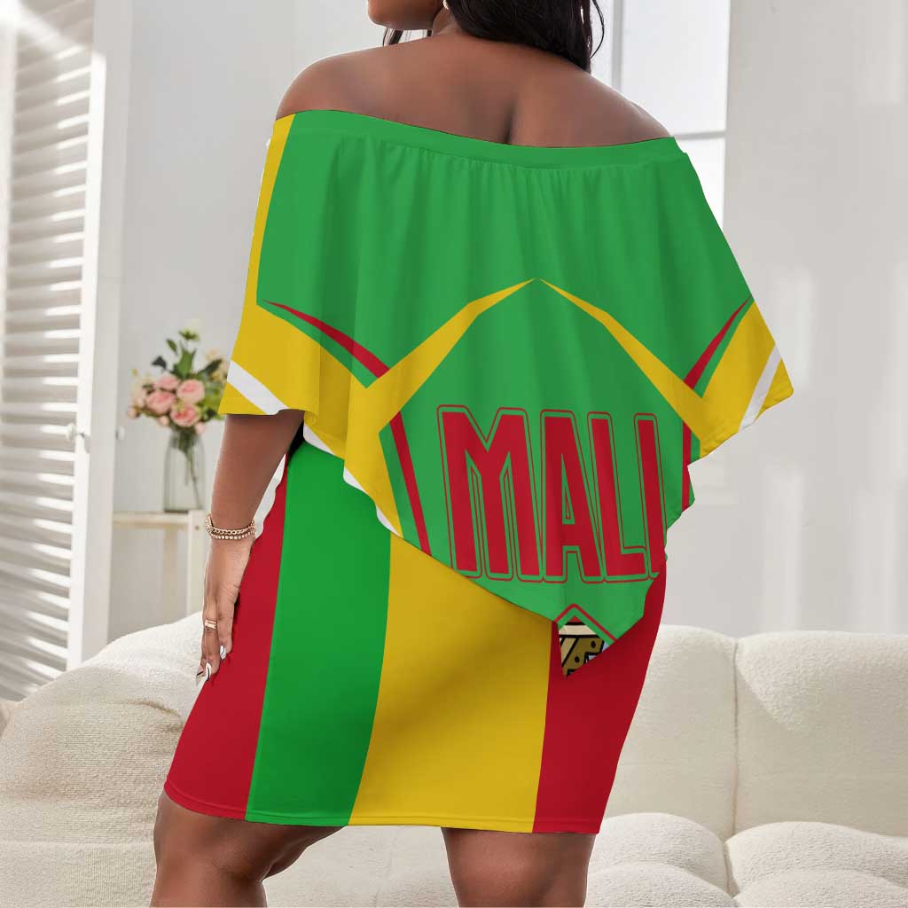 Mali Vulture Eagles Off Shoulder Short Dress African Pattern Flag Color