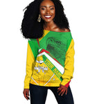 Mali Vulture Eagles Off Shoulder Sweater African Pattern Flag Color