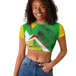 Mali Vulture Eagles Raglan Cropped T shirt African Pattern Flag Color