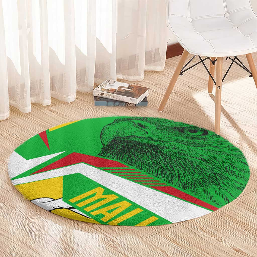 Mali Vulture Eagles Round Carpet African Pattern Flag Color