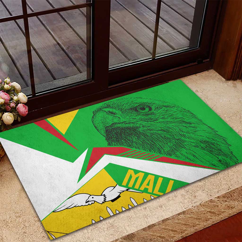 Mali Vulture Eagles Rubber Doormat African Pattern Flag Color