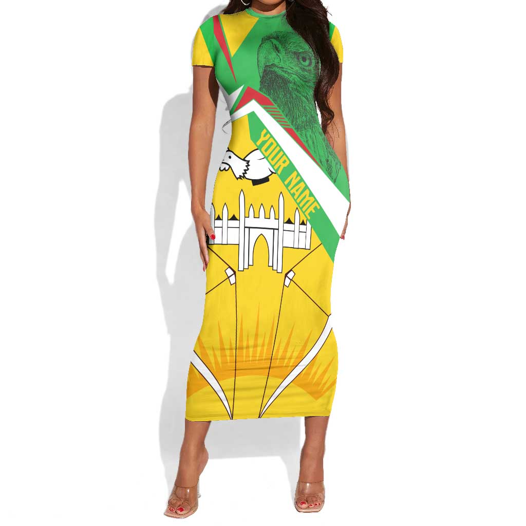 Mali Vulture Eagles Short Sleeve Bodycon Dress African Pattern Flag Color TS04