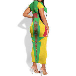 Mali Vulture Eagles Short Sleeve Bodycon Dress African Pattern Flag Color TS04
