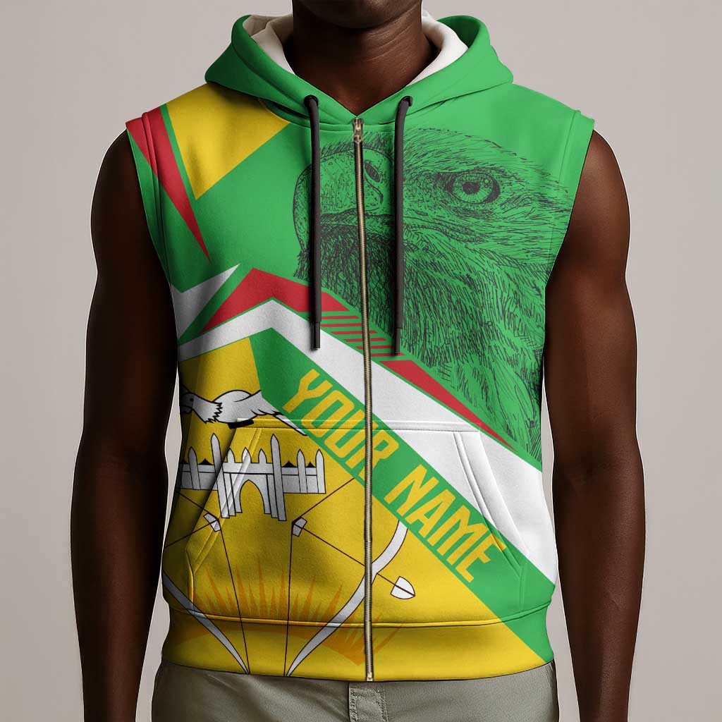 Mali Vulture Eagles Sleeveless Zip Hoodie African Pattern Flag Color - African Pride