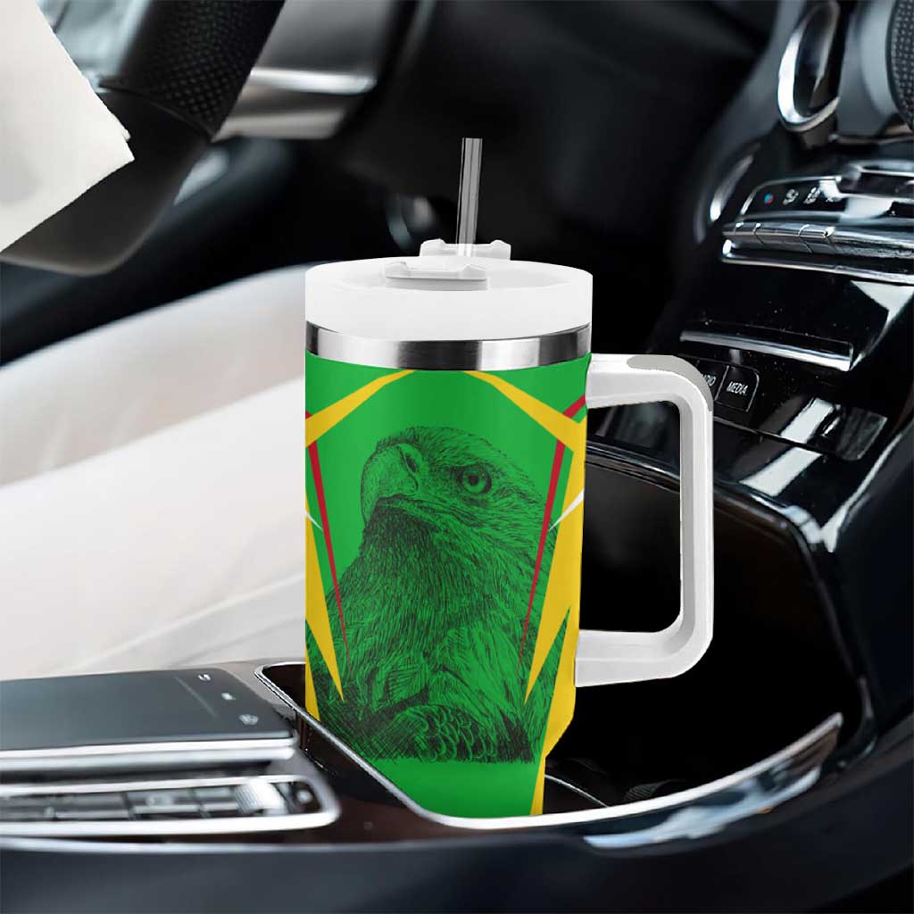 Mali Vulture Eagles Tumbler With Handle African Pattern Flag Color