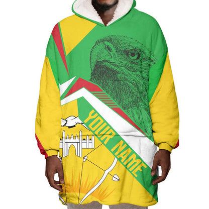 Mali Vulture Eagles Wearable Blanket Hoodie African Pattern Flag Color