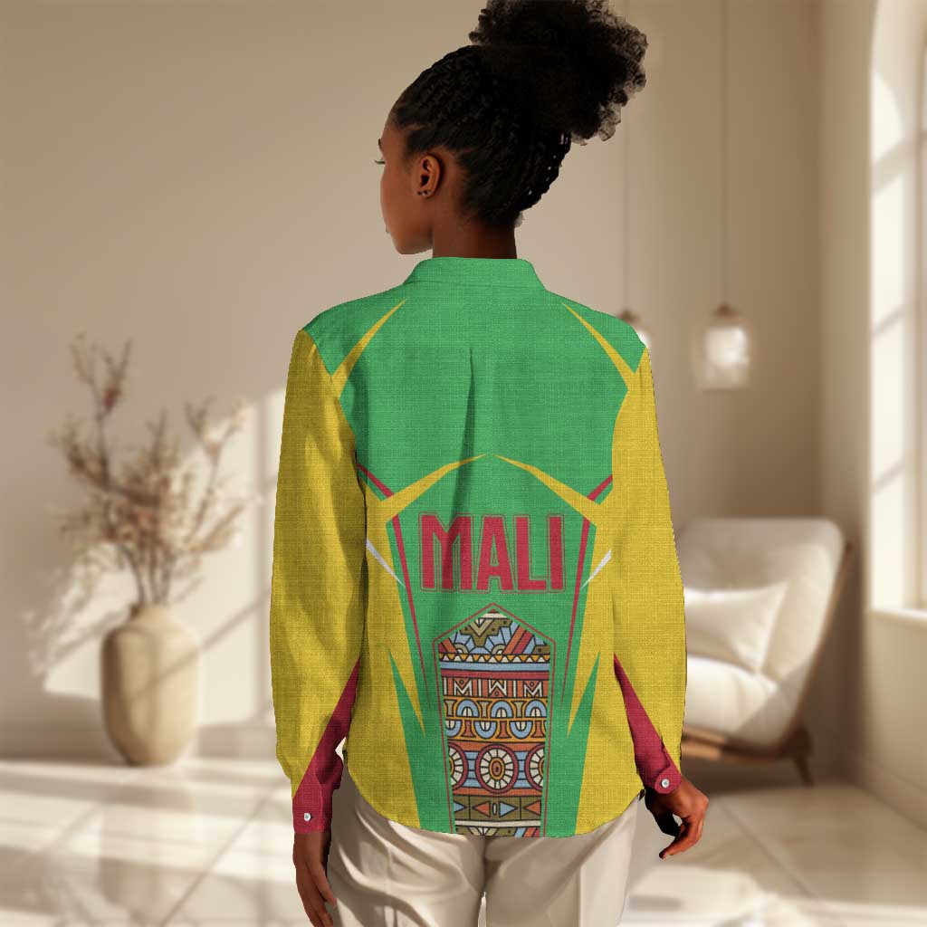 Mali Vulture Eagles Women Casual Shirt African Pattern Flag Color