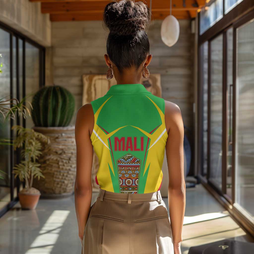 Mali Vulture Eagles Women Sleeveless Polo Shirt African Pattern Flag Color