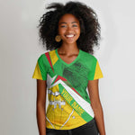 Mali Vulture Eagles Women V-Neck T-Shirt African Pattern Flag Color