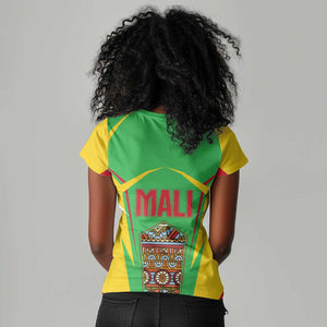 Mali Vulture Eagles Women V-Neck T-Shirt African Pattern Flag Color