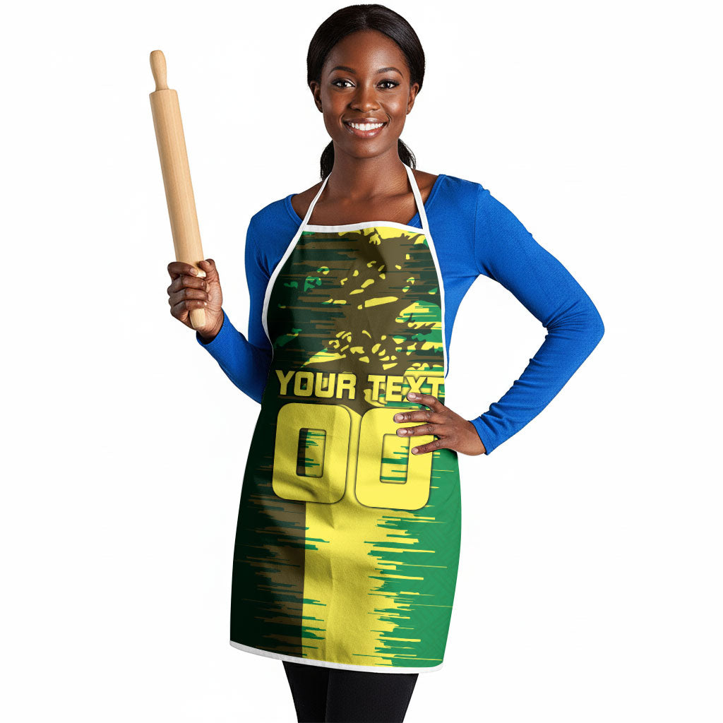 Personalized Senegal Football Lion Apron Fierce Roaring Lion Soccer Art With Senegal Flag