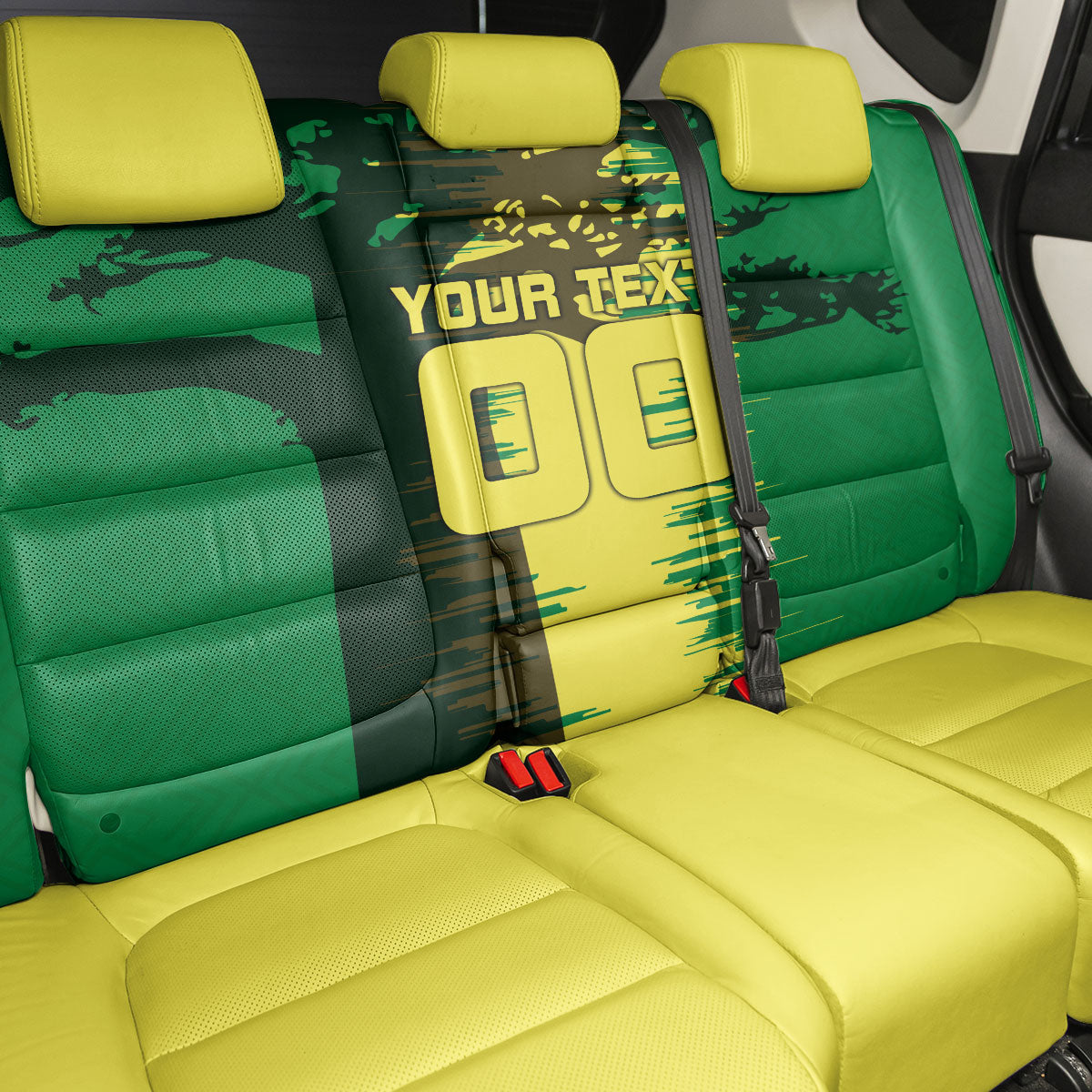 Personalized Senegal Football Lion Back Car Seat Cover Fierce Roaring Lion Soccer Art With Senegal Flag