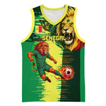 Personalized Senegal Football Lion Basketball Jersey Fierce Roaring Lion Soccer Art With Senegal Flag