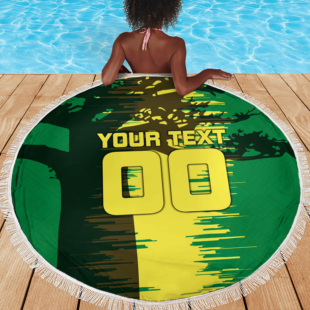 Personalized Senegal Football Lion Beach Blanket Fierce Roaring Lion Soccer Art With Senegal Flag