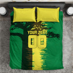 Personalized Senegal Football Lion Bedding Set Fierce Roaring Lion Soccer Art With Senegal Flag