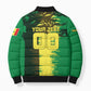 Personalized Senegal Football Lion Bomber Puffer Jacket Fierce Roaring Lion Soccer Art With Senegal Flag