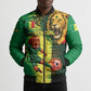 Personalized Senegal Football Lion Bomber Puffer Jacket Fierce Roaring Lion Soccer Art With Senegal Flag
