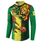 Personalized Senegal Football Lion Button Sweatshirt Fierce Roaring Lion Soccer Art With Senegal Flag