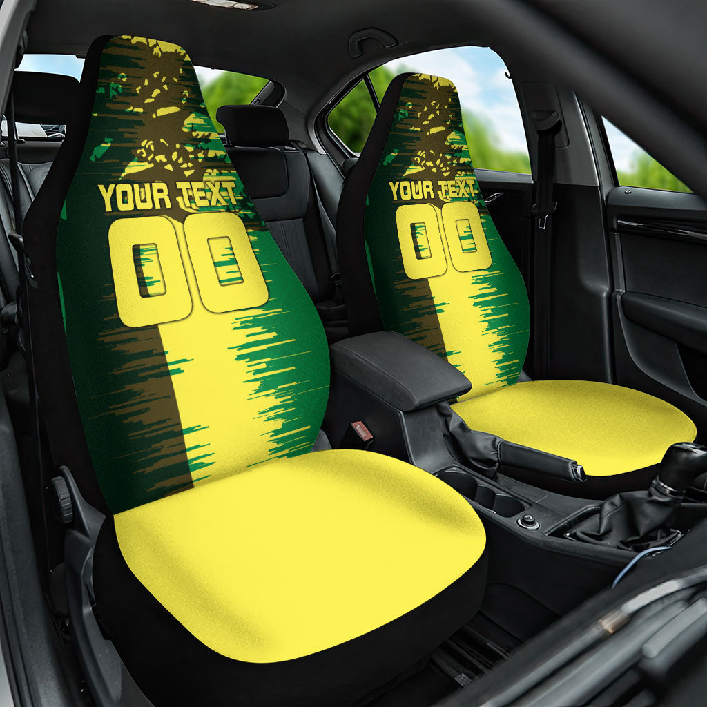 Personalized Senegal Football Lion Car Seat Cover Fierce Roaring Lion Soccer Art With Senegal Flag