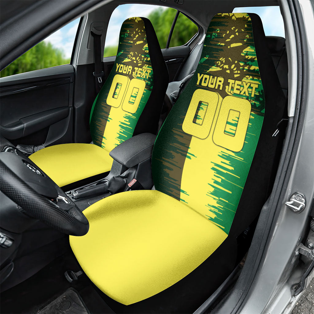 Personalized Senegal Football Lion Car Seat Cover Fierce Roaring Lion Soccer Art With Senegal Flag