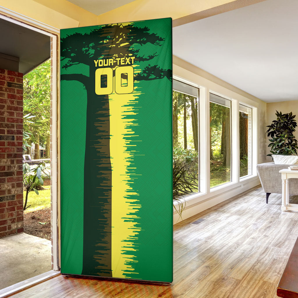Personalized Senegal Football Lion Door Cover Fierce Roaring Lion Soccer Art With Senegal Flag