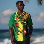 Personalized Senegal Football Lion Hawaiian Shirt Fierce Roaring Lion Soccer Art With Senegal Flag