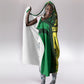Personalized Senegal Football Lion Hooded Blanket Fierce Roaring Lion Soccer Art With Senegal Flag