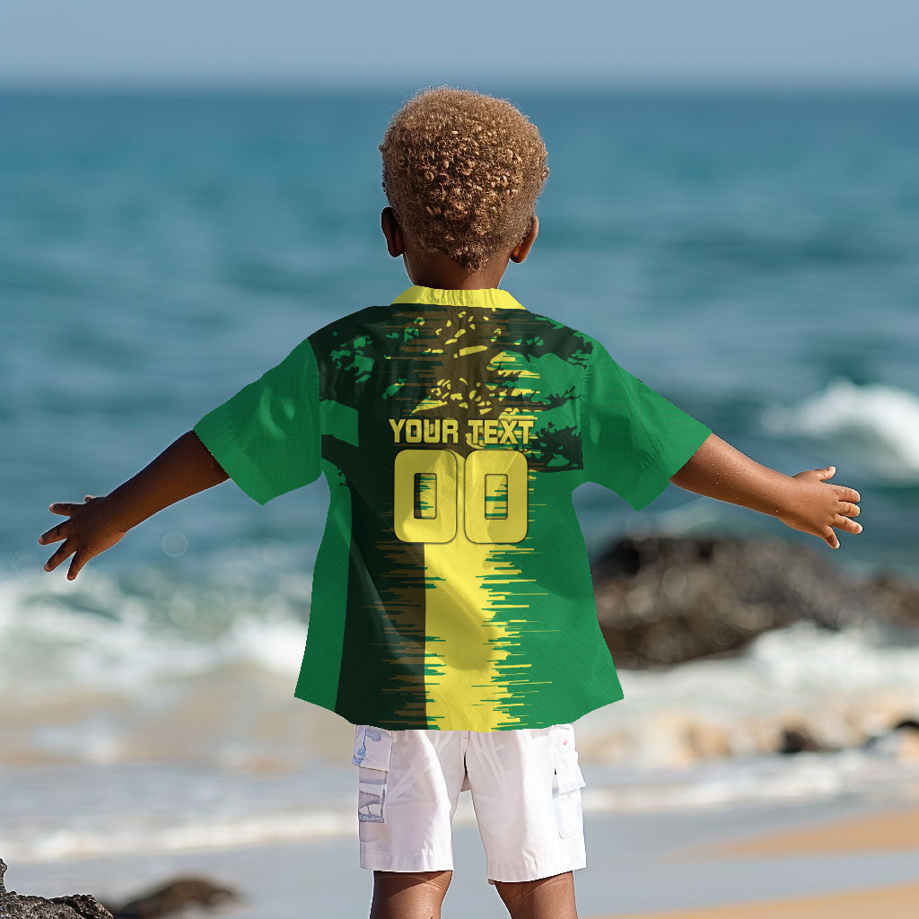 Personalized Senegal Football Lion Kid Hawaiian Shirt Fierce Roaring Lion Soccer Art With Senegal Flag