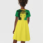 Personalized Senegal Football Lion Kid Short Sleeve Dress Fierce Roaring Lion Soccer Art With Senegal Flag